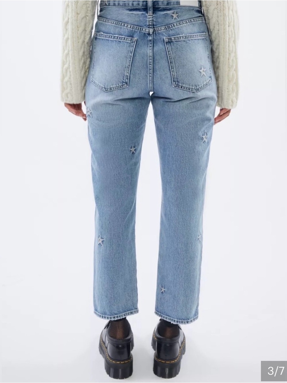 pistola Charlie Star Embroidered Light Blue Star Jeans Size 25 LIKE NEW - Picture 3 of 8